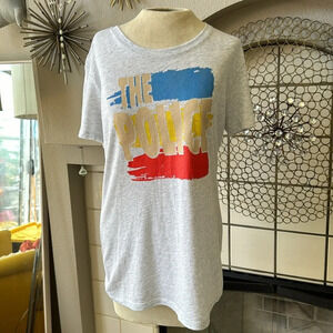 The Police Stripe Logo Crew Neck Short Sleeve heather grey Women's T-shirt